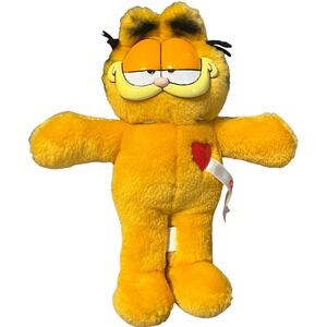 Vintage Dakin Garfield Plush Heart Pick Me Ribbon Orange Cat Stuffed Toy 1981